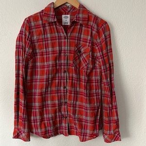 Plaid Orange Pink Dickies shirt size sm